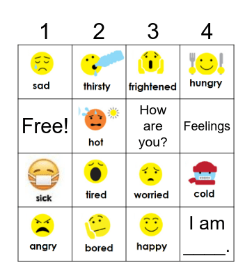 FEELINGS Bingo Card