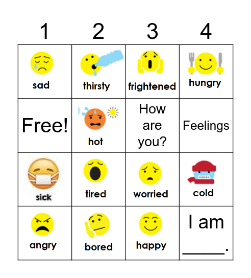 FEELINGS Bingo Card