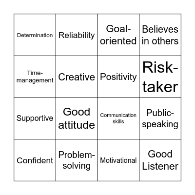 Leadership Bingo Card