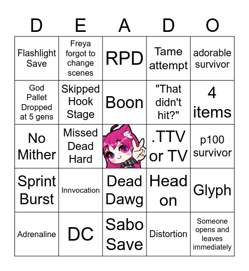 Dead by Daylight Bingo Card