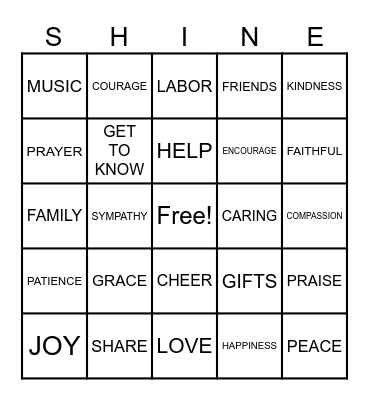 Scatter Sunshine Bingo Card