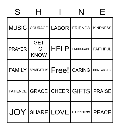 Scatter Sunshine Bingo Card