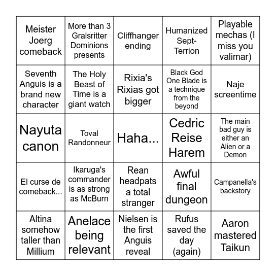 Edgymandias' Kai no Kiseki B(C)Dingo Bingo Card