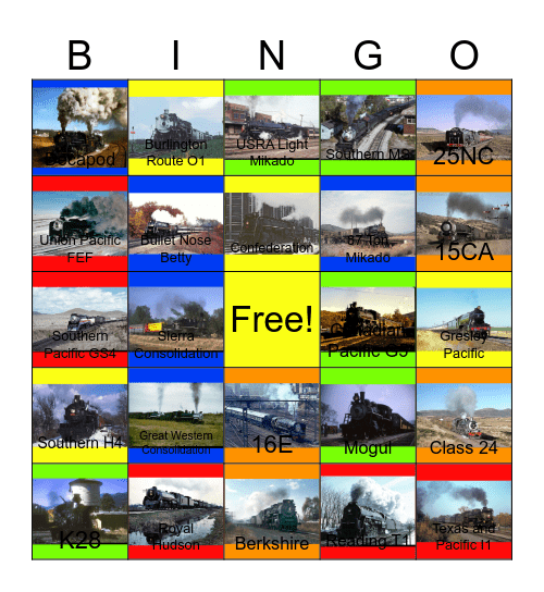 Heritage Steam in the 1960's and 1970's Bingo Card