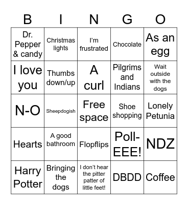 Mom's Birthday Bingo Card