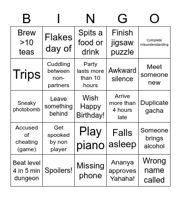 Birthday Bingo! Bingo Card