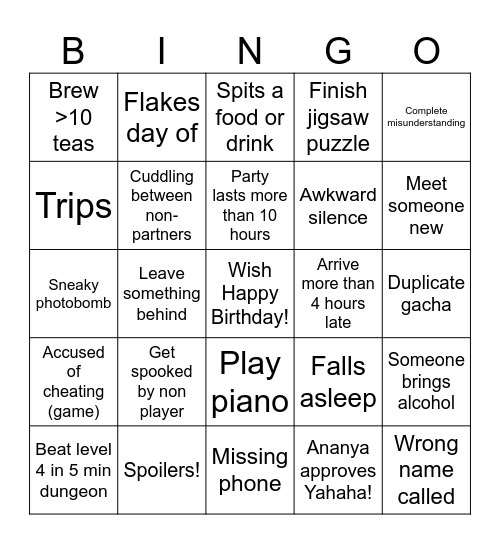 Birthday Bingo! Bingo Card
