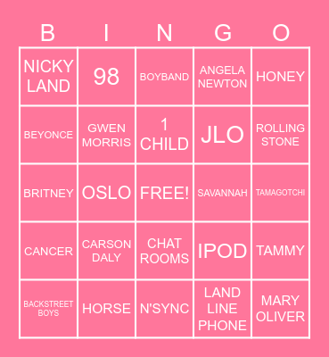HONEY Bingo Card