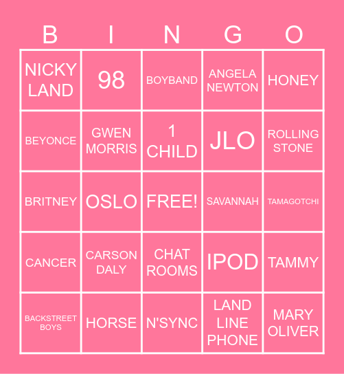 HONEY Bingo Card