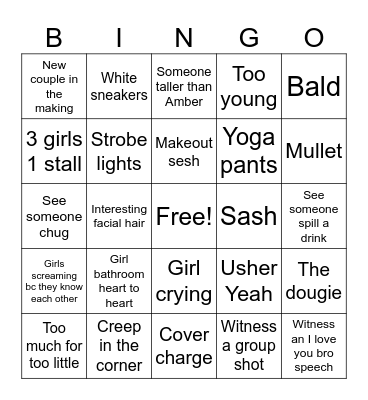 Bar bingo Card