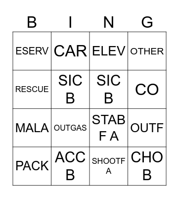 FIRE CALL TYPE BINGO Card