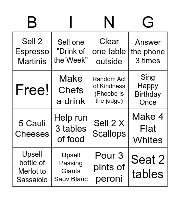Bell Bingo Card