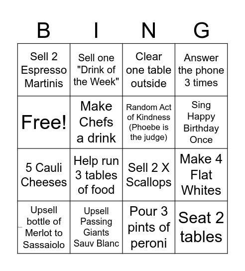 Bell Bingo Card