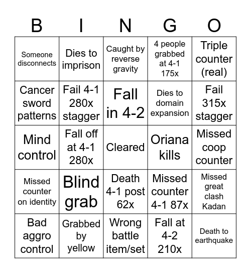 Thaemine g4 TFM Bingo Card