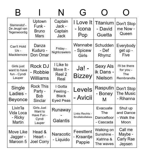 Muziek Bingo Card