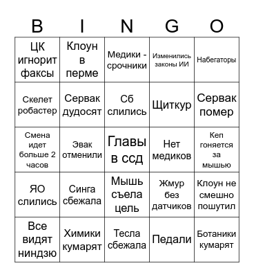 Space Station 14 Bingo Card