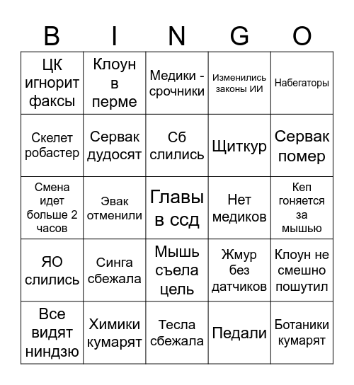 Space Station 14 Bingo Card