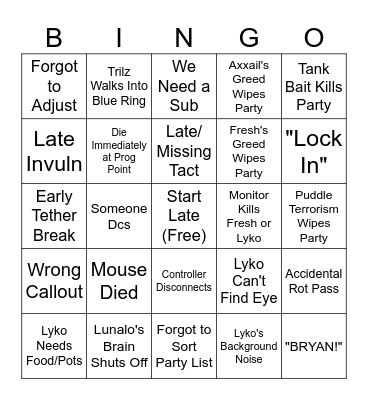 Weebie Hut Jr's TOP Bingo Card