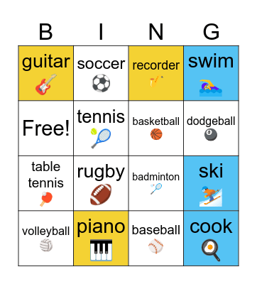 Can you play （the）〜？ Bingo Card