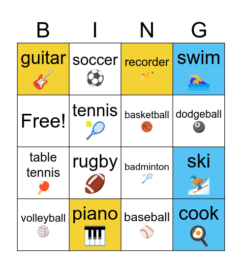 Can you play （the）〜？ Bingo Card