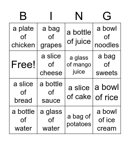 LOOK 3 UNIT 5 LESSON 4 Bingo Card