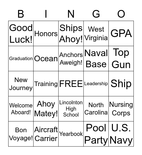Bon Voyage BINGO! Bingo Card