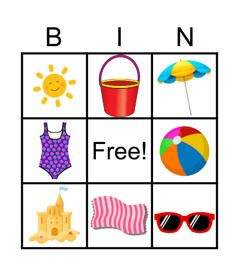 Let's go to the beach Bingo Card