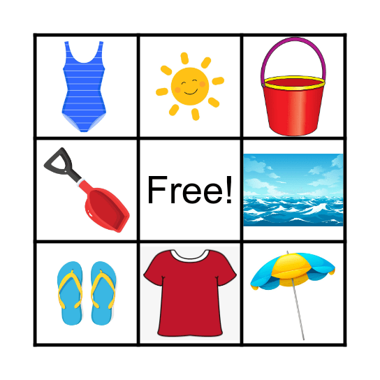 Let's Go to the Beach! Bingo Card