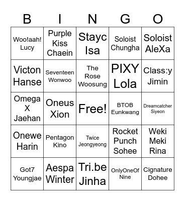 K-pop Bingo Card