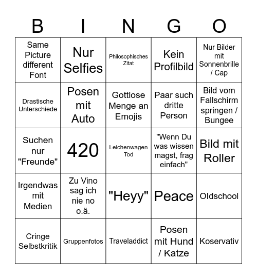 Tinder Game Bingo Card