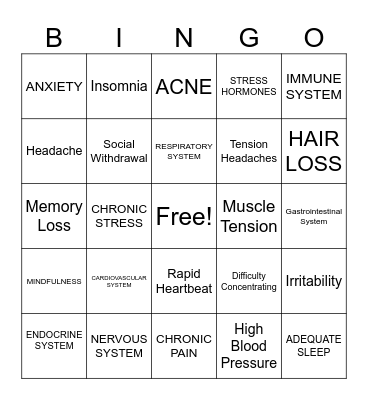 STRESS! Bingo Card