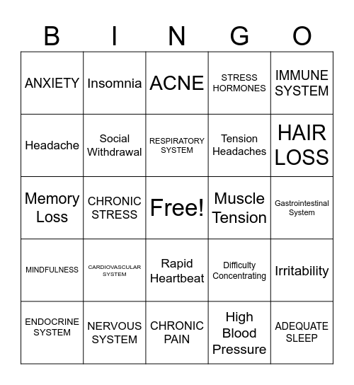 STRESS! Bingo Card