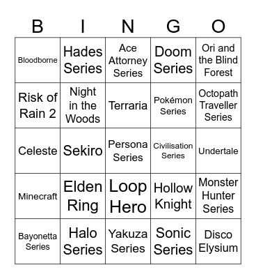 Opera GX Top 25 Game OSTS Bingo Card