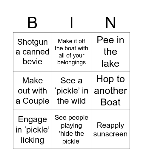 Splash Bingo Card