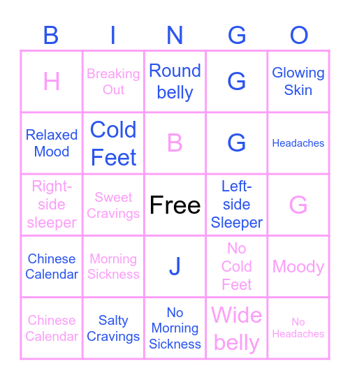 GENDER REVAL BINGO! Bingo Card