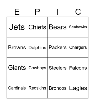 Epic Breaker Bingo Card