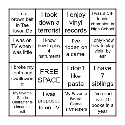 GUESS WHO Bingo Card
