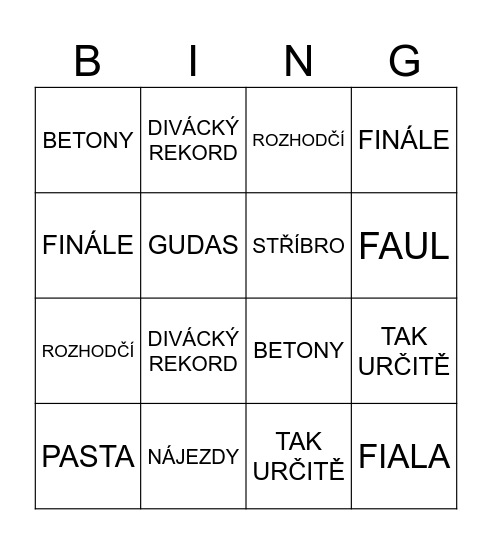 HOKEJOVÉ BINGO Card