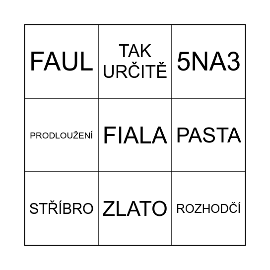 HOKEJOVÉ BINGO Card
