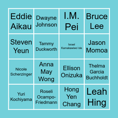 Asian American and Pacific Islander Bingo Card