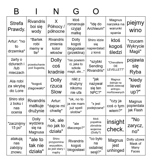 Ostatnie Słowo bingo Card