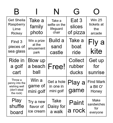 Beach Bingo Card