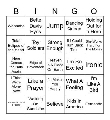 Ladies Of The 80's Bingo Card