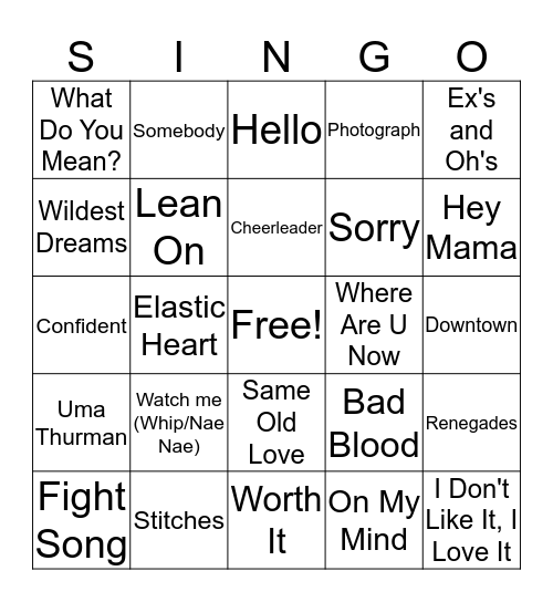 Singo- Bingo Card