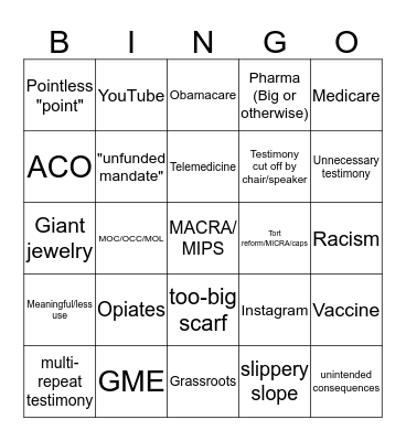 AMA Annual 2016 Bingo Card