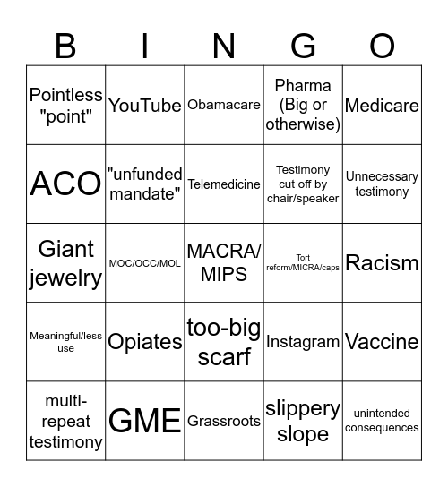 AMA Annual 2016 Bingo Card