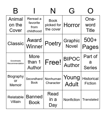 Summer Reading 2024 Bingo Card