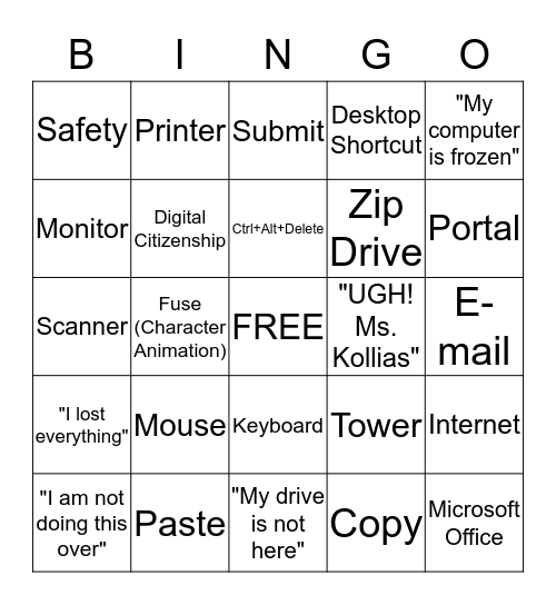 Technology Bingo Card