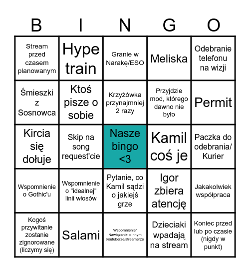 Nasze bingo v3 Bingo Card