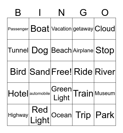 Stop and Go Bingo Card